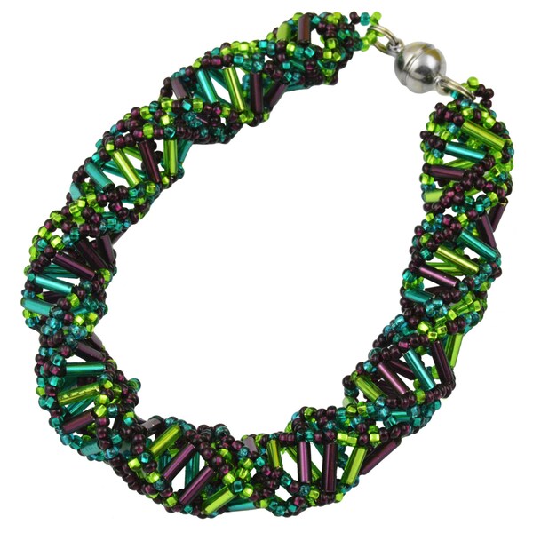 DNA Purple, Emerald & Lime Beaded Bracelet - [9.5" Long] - EF-JWL-A-00101