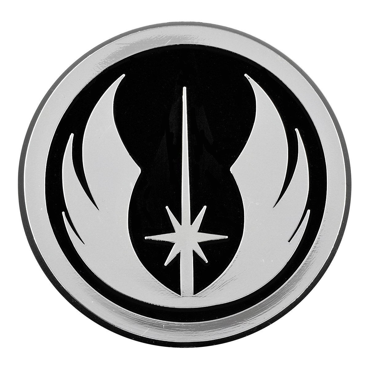 SW Jedi Order Logo Plastic Auto Emblem - [Silver][3 x 3] - EF-EMB-P-00074