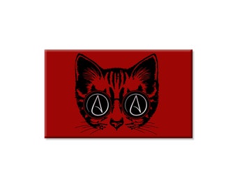 Circle A for Atheist Cat Refrigerator Magnet - [3" x 2"] - EF-CAT-MAG-00001