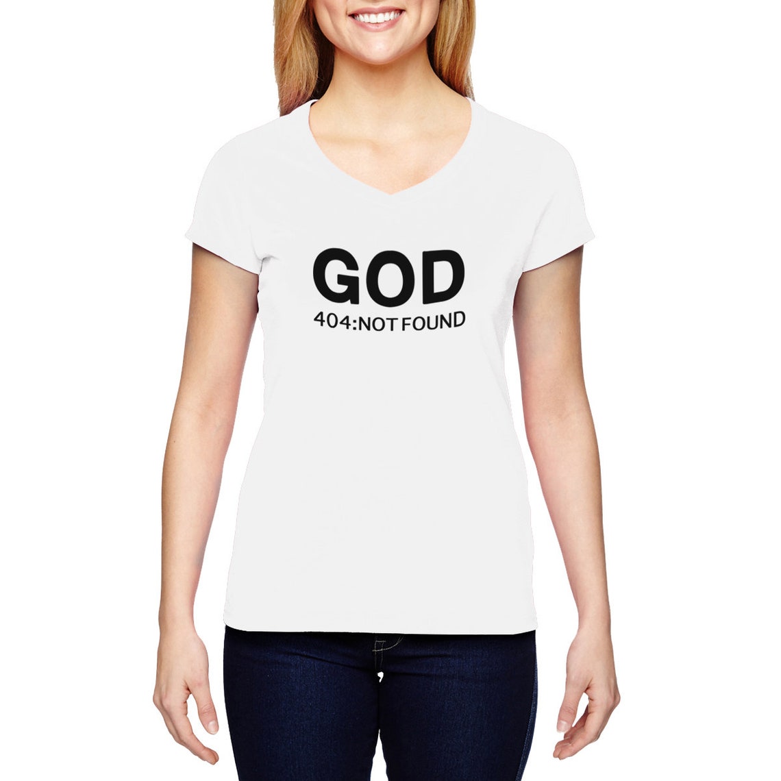 God 404: Not Found Error Women's Cotton V-neck T-shirt - Etsy