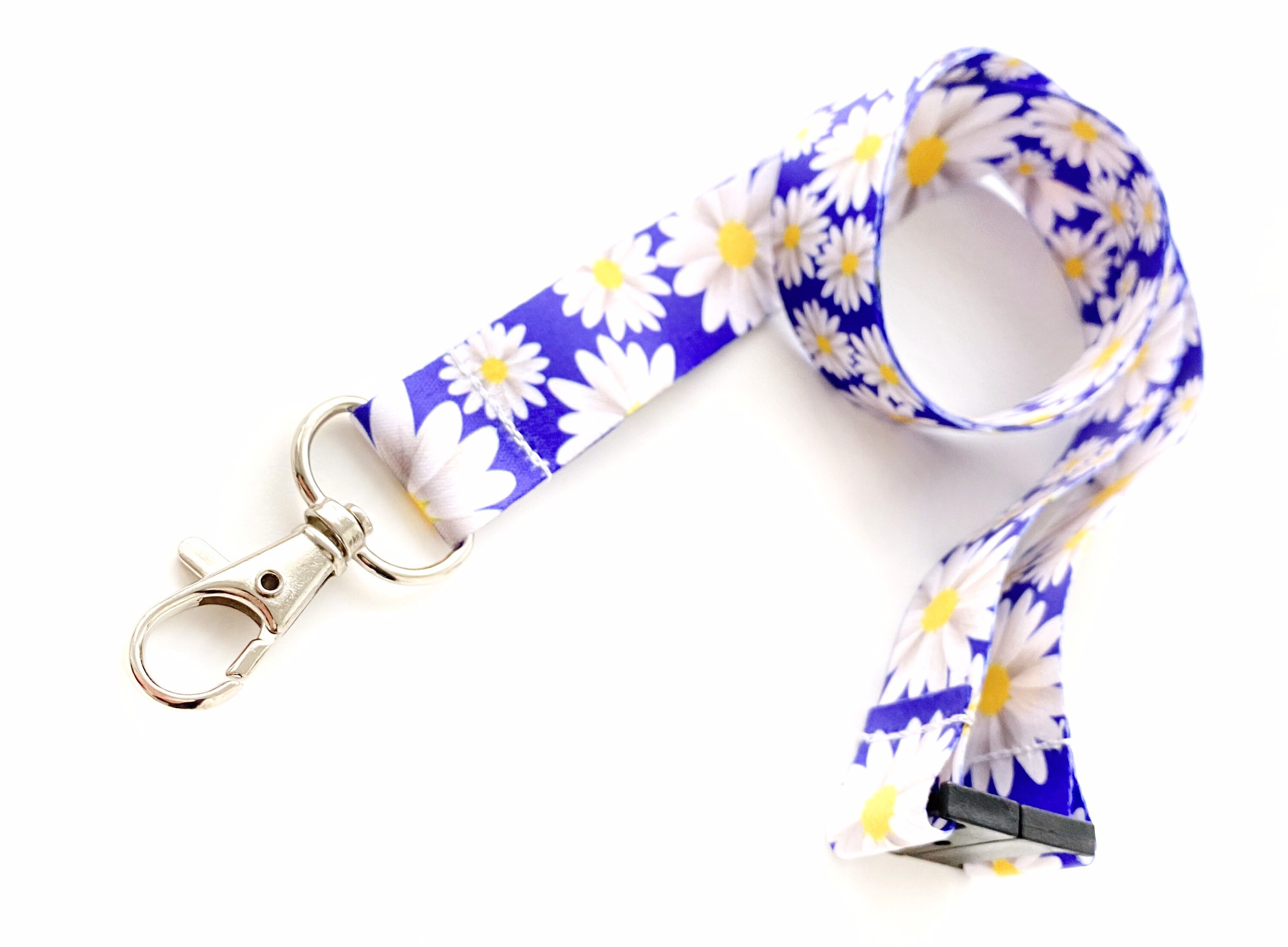 Pretty Daisy Lanyard Blue & White Flower Keychain lanyard Etsy