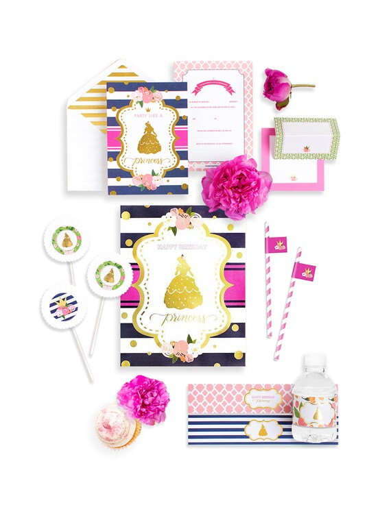 Disney Princes Birthday Pink Party Supplies Pink Princess Etsy