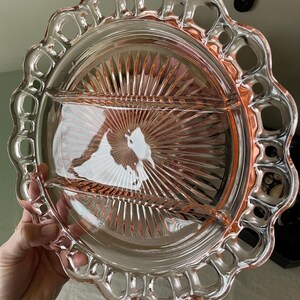 Vintage 1930s Anchor Hocking Pink Depression Glass Plate