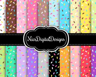note paper 100 sheets 20 Digital Papers. Sprinkles in Pretty Colours (7 no 3) for Personal Use and Small Commercial Use Scrapbooking