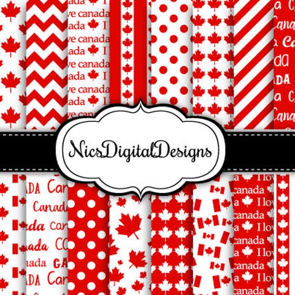 20 Digital Papers. Canada Day Digital Papers (7 no 5) for Personal Use and Small Commercial Use Scrapbooking