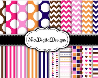 20 Digital Papers.  5 Tone Patterns in Colours 10 (8A no 10) for Personal Use and Small Commercial Use Scrapbooking