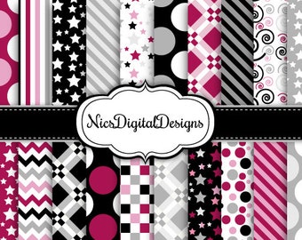 20 Digital Papers. Plaid Mixed patterns for New Year 2 (3H no 2) for Personal Use and Small Commercial Use Scrapbooking
