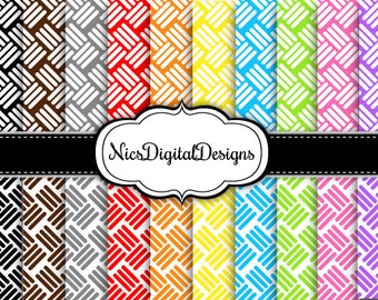 20 Digital Papers. Weave in Pretty Rainbow Colours  (1G no 2) for Personal Use and Small Commercial Use Scrapbooking