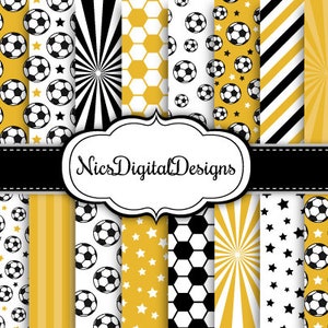 20 Digital Papers. Football Patterns in Gold (7H no 4) for Personal Use and Small Commercial Use Scrapbooking