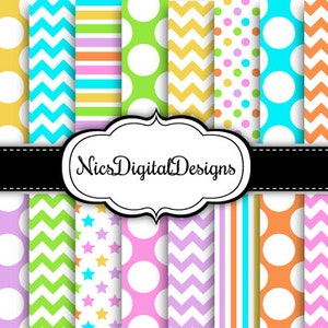 20 Digital Papers. 6 Tone Patterns in Pretty Colours 4 (10 no 4) for Personal Use and Small Commercial Use Scrapbooking