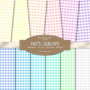 Pastel Rainbow Circle Scallops Seamless Digital Paper, Commercial Use, Instant Download, Printable Scrapbook Paper, Digital Paper Pack