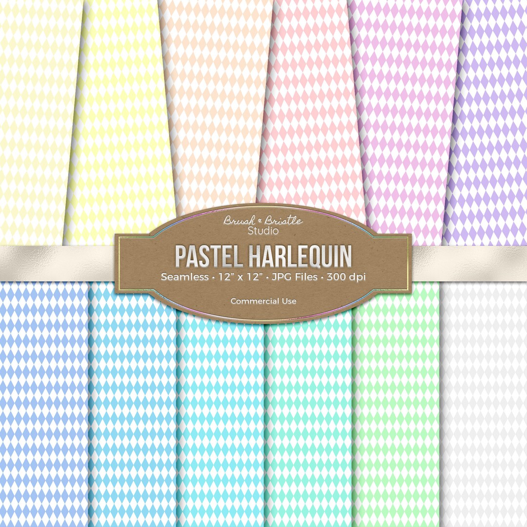 Pastel Rainbow Harlequin Seamless Digital Paper, Commercial Use ...