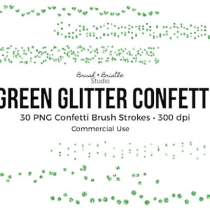 30 grüne Glitzer Pinselstriche, PNG Overlay Clipart, 5 Sets, Luxus Pinselstriche, kommerzielle Nutzung, Design-Elemente, sofort Download