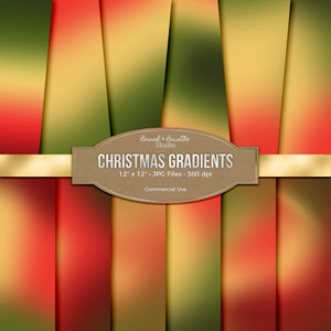 Christmas Themed Ombre Gradient Digital Paper, Scrapbook Paper, Commercial Use, High Res, Instant Download, 12&quot; x 12&quot;, Printable