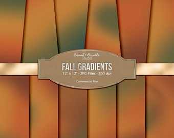 Fall Themed Ombre Gradient Digital Paper, Scrapbook Paper, Commercial Use, High Res, Instant Download, 12" x 12", Printable