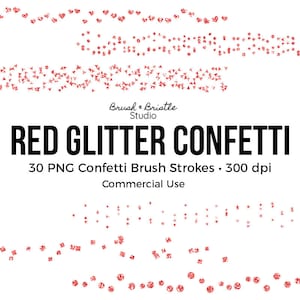 30 rote Glitzer Pinselstriche, PNG Overlay Clipart, 5 Sets, Luxus Pinselstriche, kommerzielle Nutzung, Design-Elemente, sofort Download