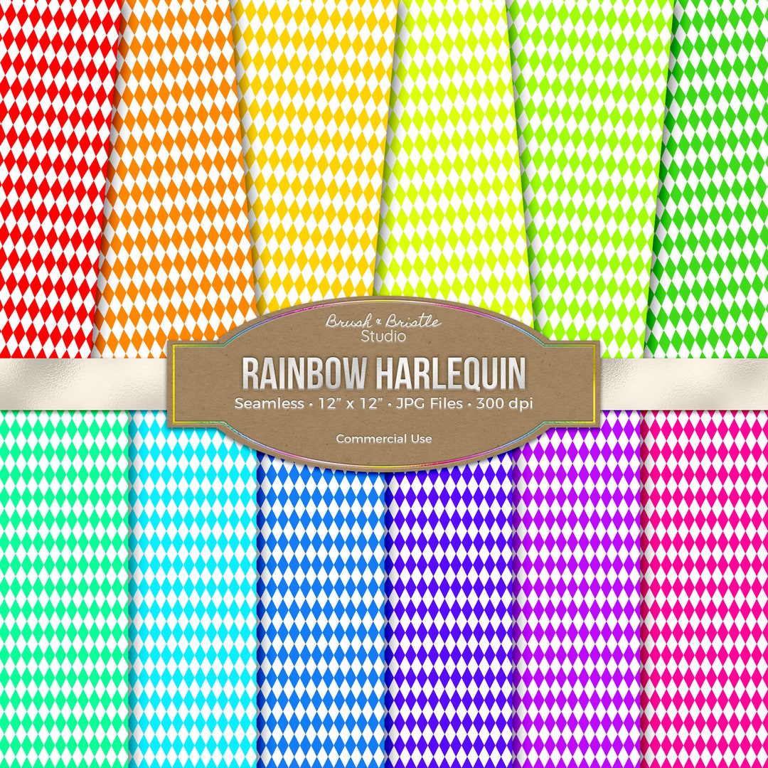 Rainbow Harlequin Seamless Digital Paper, Commercial Use, Instant ...