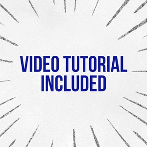 May include: A white background with a black and white radial pattern. The text "VIDEO TUTORIAL INCLUDED" is in blue letters.