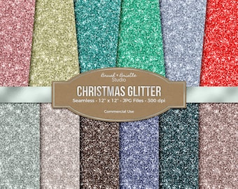 Papel digital de brillo navideño sin costuras, textura, estética navideña, papel de álbum de recortes, uso comercial, alta resolución, descarga instantánea