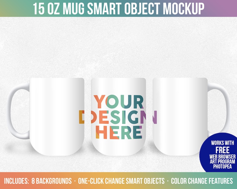 Object 794 15 Oz Ceramic Mug Smart Object Mockup, Photoshop Sublimation Mock-up ...