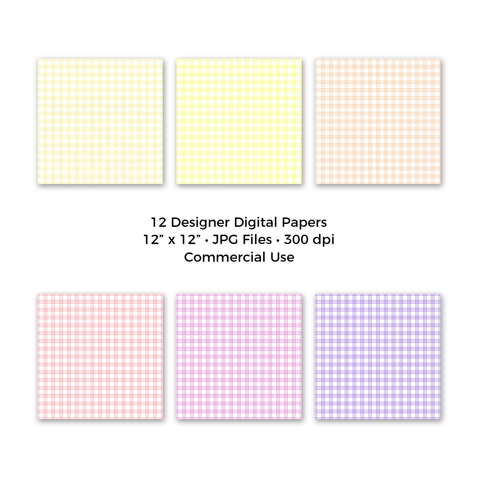 Pastel Rainbow Plaid Seamless Digital Paper, Commercial Use, Instant ...