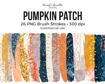 26 Pumpkin Patch Brush Strokes, Halloween, Fall, PNG Overlay Clipart, Luxury Brush Strokes, Commercial Use, Elements, Instant Download