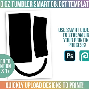 40 oz Tumbler Template, Print Template, Photoshop Smart Object Template, Photopea Template, 11&quot; x 17&quot; Sheet, Printing Template