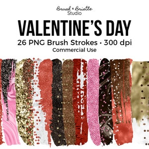 26 Valentinstag Pinselstriche, PNG Overlay Clipart, Luxus Pinselstriche, kommerzielle Nutzung, Design-Elemente, Sofort Download