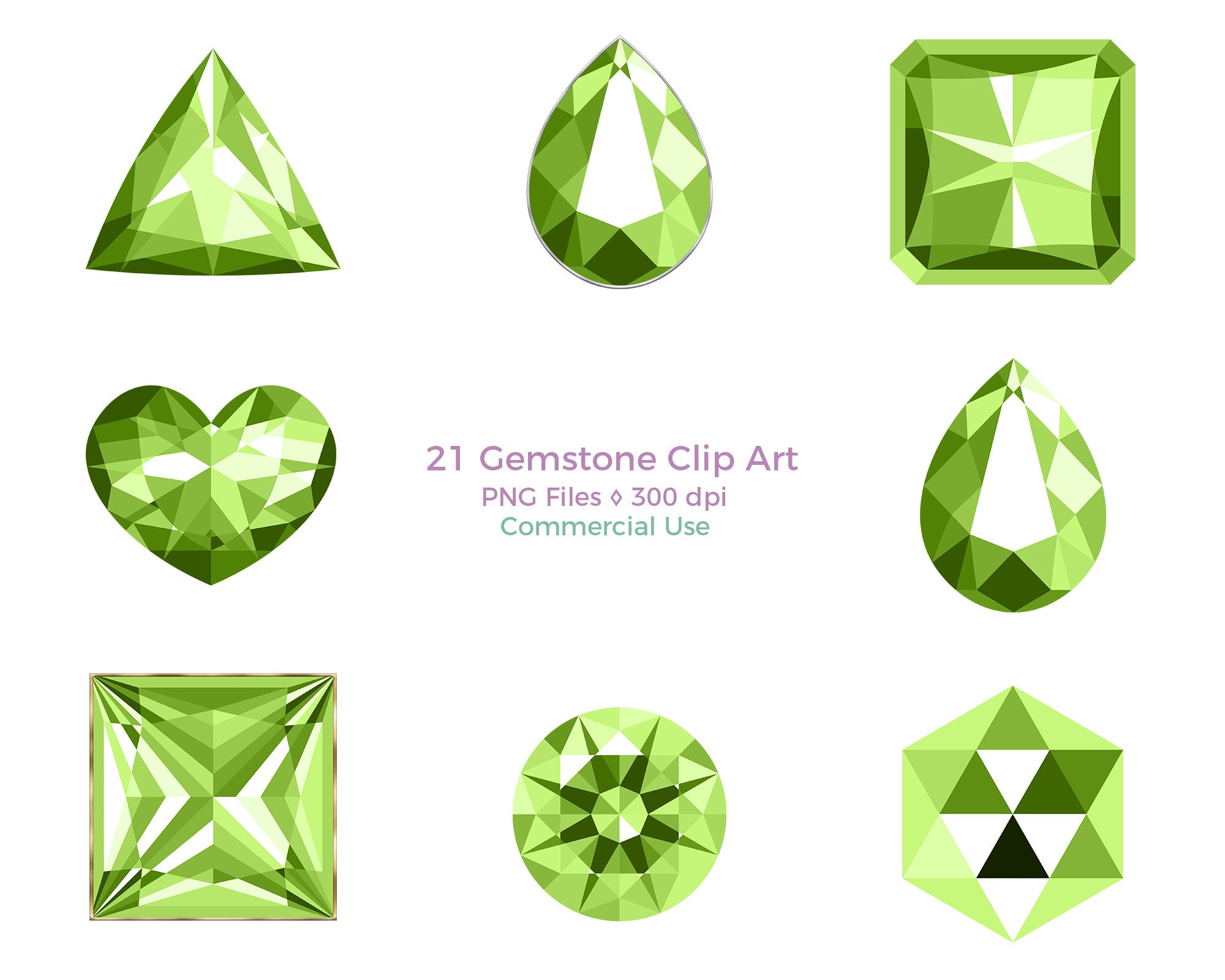Gemstone Clipart, Heart Gemstones, Valentine's Day Clipart
