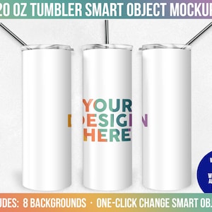 20 Unzen Skinny Tumbler Smart Objekt Mockup, Photoshop Mock-up, Voll Ansicht Wrap, Fügen Sie Ihr eigenes Bild hinzu, Fügen Sie Ihren eigenen Hintergrund hinzu