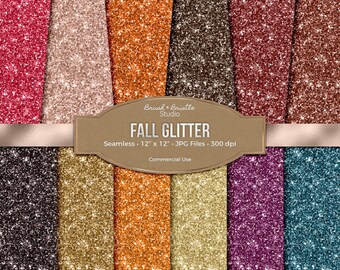 Seamless Fall Glitter Digital Paper, Texture, Autumn Colors, Fall Aesthetic, Scrapbook Paper, Commercial Use, High Res, Instant Download