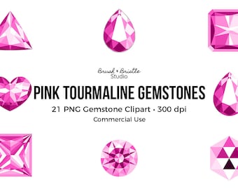 21 Pink Tourmaline Gemstone Clip Art, October Birthstone Jewelry, Luxury Gems, PNG Overlay Clipart, Commercial Use, Digital Download