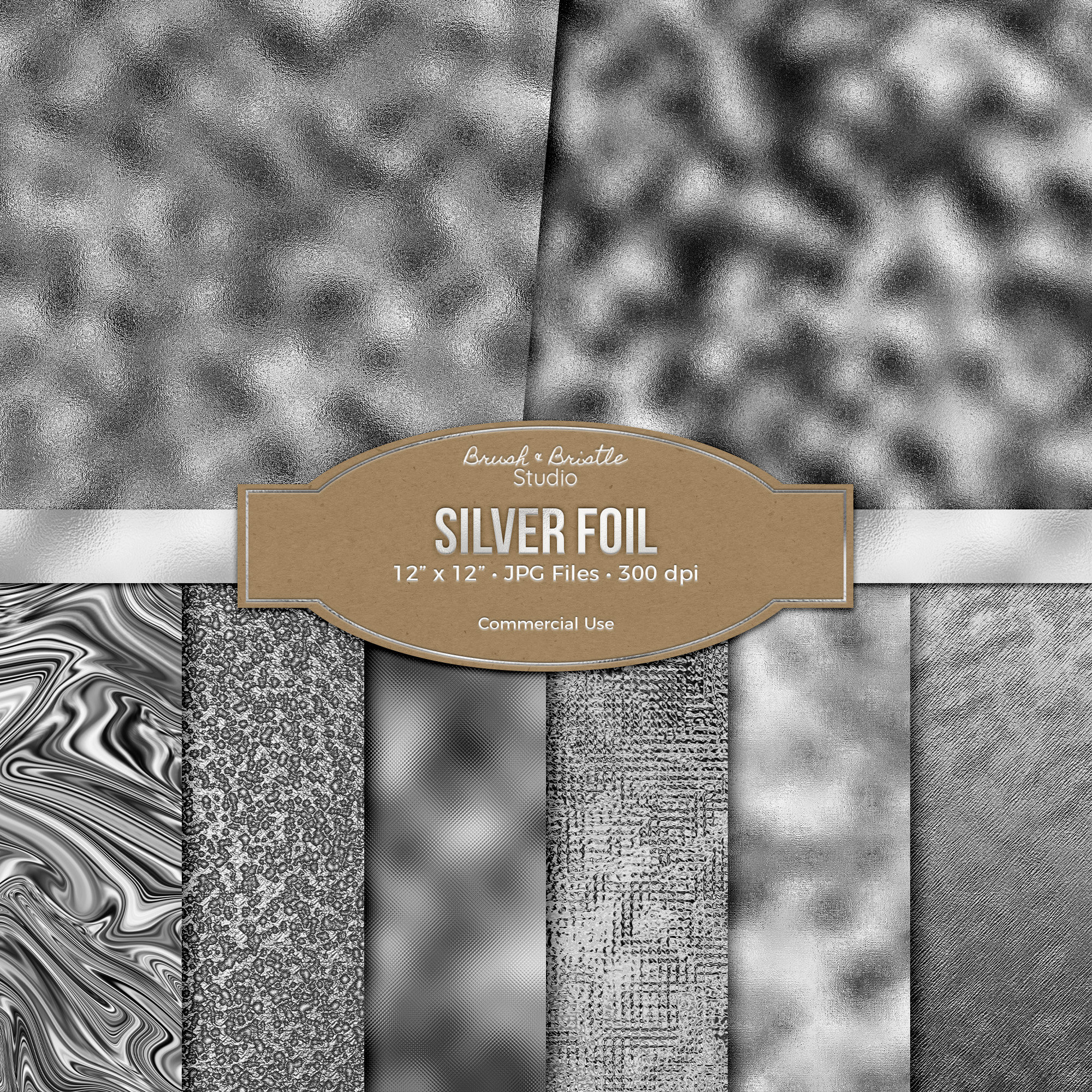 Silver Metallic Foil Digital Texture | Silver Foil Paper | Sublimation ...