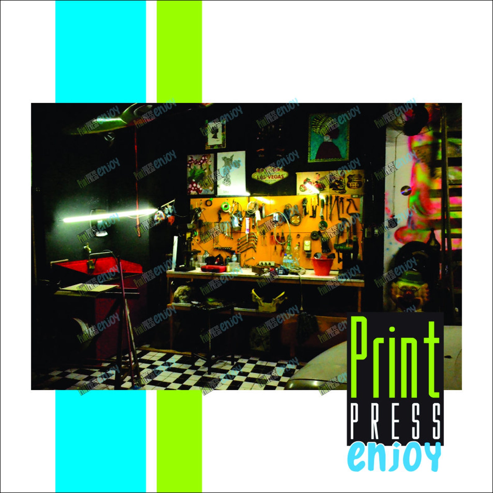 Imagen de la escena del garaje para la decoración de la pared | Etsy