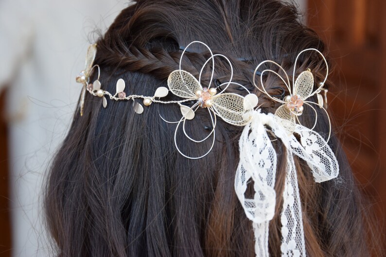 Gold and silver tiara, floral bridal tiara, wedding floral crown, shops gold flowers hair comb, wedding headpiece, hair vine, silver tiara,