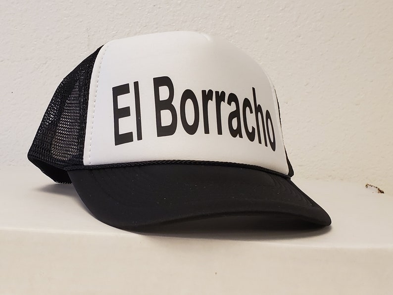 El Borracho The Drunk Snap Back TRUCKER MESH Back Black Hat