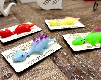 Personalized Kid's Dinosaur Valentines for Classroom | Kid's Valentines Cards |  Valentine Toys for Classroom | Dinosaurs