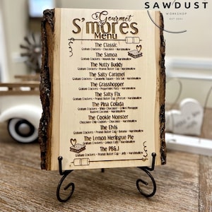 Gourmet S'mores Menu | Smores Decor | Smores Sign | Rustic S’mores Menu