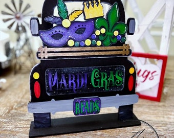 Interchangeable Mardi Gras Truck Wood | Wooden Truck Decor | Mardi Gras Truck Sign | Mardi Gras Home Decor | Holiday Decor