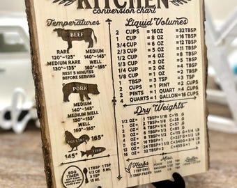 Kitchen Conversion Chart | Rustic Decor | Kitchen Sign | Rustic Kitchen Conversions