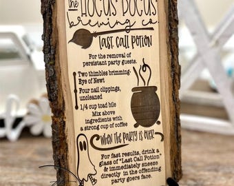 Halloween Witch Last Call Recipe | Unwanted Guests | Halloween Decor | Halloween Witch Brew Sign | Rustic Halloween Recipe Menu