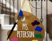 Custom Paint Palette Art Teacher Door Hanger – Personalized Classroom Decor