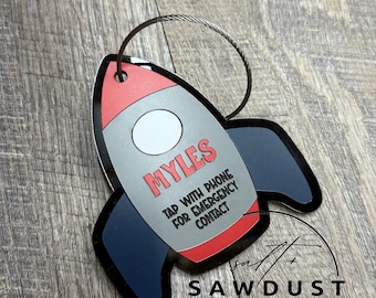 Personalized NFC Backpack Tag for Kids – Emergency Contact Smart Tag – Custom Acrylic Bag Tag – Scannable Safety ID – School & Travel Access