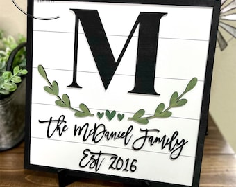 Personalized Initial Family Sign | Custom Initial Family Sign | Rustic Shiplap Decor | Personalized Wooden Home Decoration