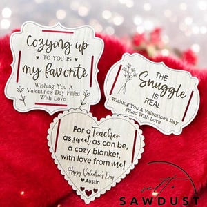 Valentine’s Blanket Tag | Wooden Blanket Tag for Teachers & Loved Ones | Personalized Valentine’s Day Gift Tag | Custom Wood Blanket Tag