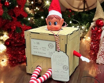 Elf Crate, Personalized Elf Crate, Elf Prop, Christmas Elf, Elf Arrival Box