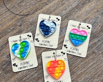 Personalized Kid's Heart Pop Its Valentines for Classroom | Kid's Valentines Cards |  Valentine Toys for Classroom | Heart Pop Its