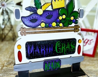 Interchangeable Mardi Gras Truck Wood | Wooden Truck Decor | Mardi Gras Truck Sign | Mardi Gras Home Decor | Holiday Decor