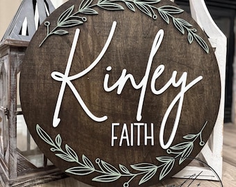 Personalized 18” Wood Round Name Sign – Custom Nursery, Home, or Event Decor