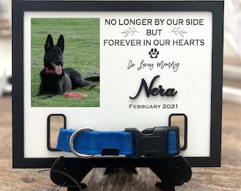 Custom Wood Dog Memorial Sign with Collar & Picture | Personalized Pet Remembrance Plaque | Dog Loss Gift